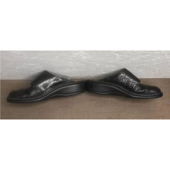 FINN COMFORT Amalfi Sz 7.5D/EU 38D Black Leather & Snake Print Mule Style Clogs - Picture 8 of 16
